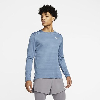 Top Nike Dri-FIT Miler Maneca Lunga Running Barbati Albastri | AZWF-51834